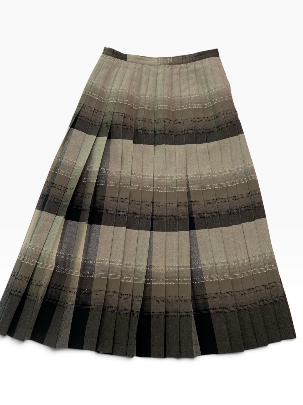 Highland Queen Vintage Pure Virgin Wool Reversible Pleated Maxi Skirt Canada